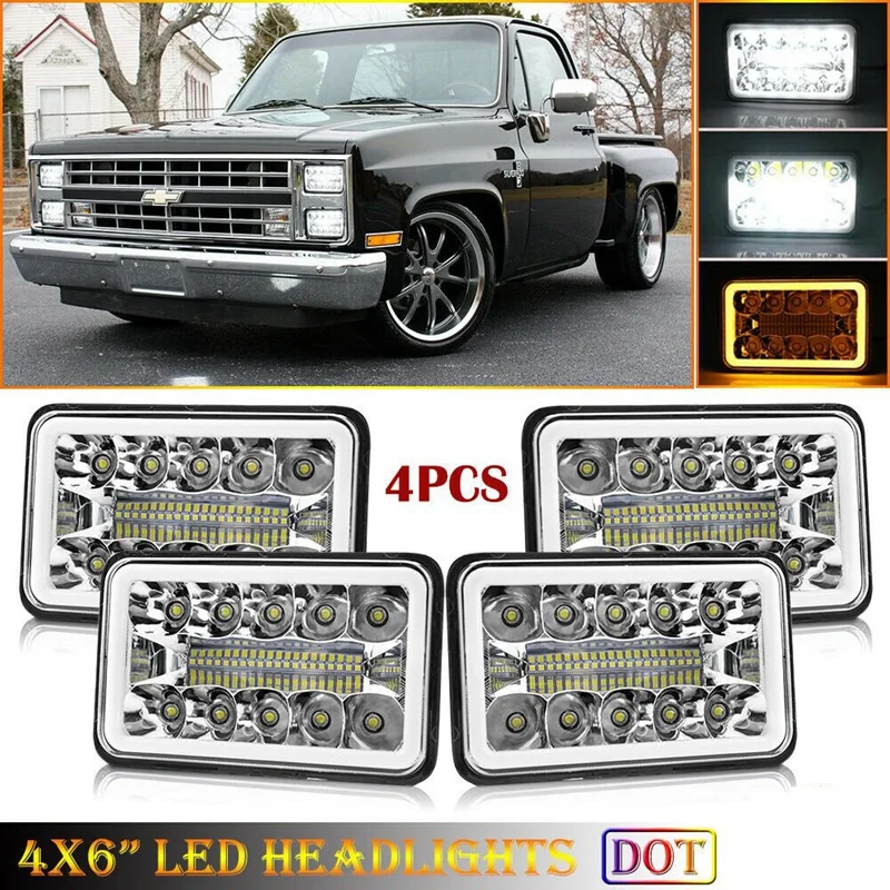 4 шт дюйма X 6 дюймов Led Drl Светильник лампы Crystal Clear герметичные направленного света