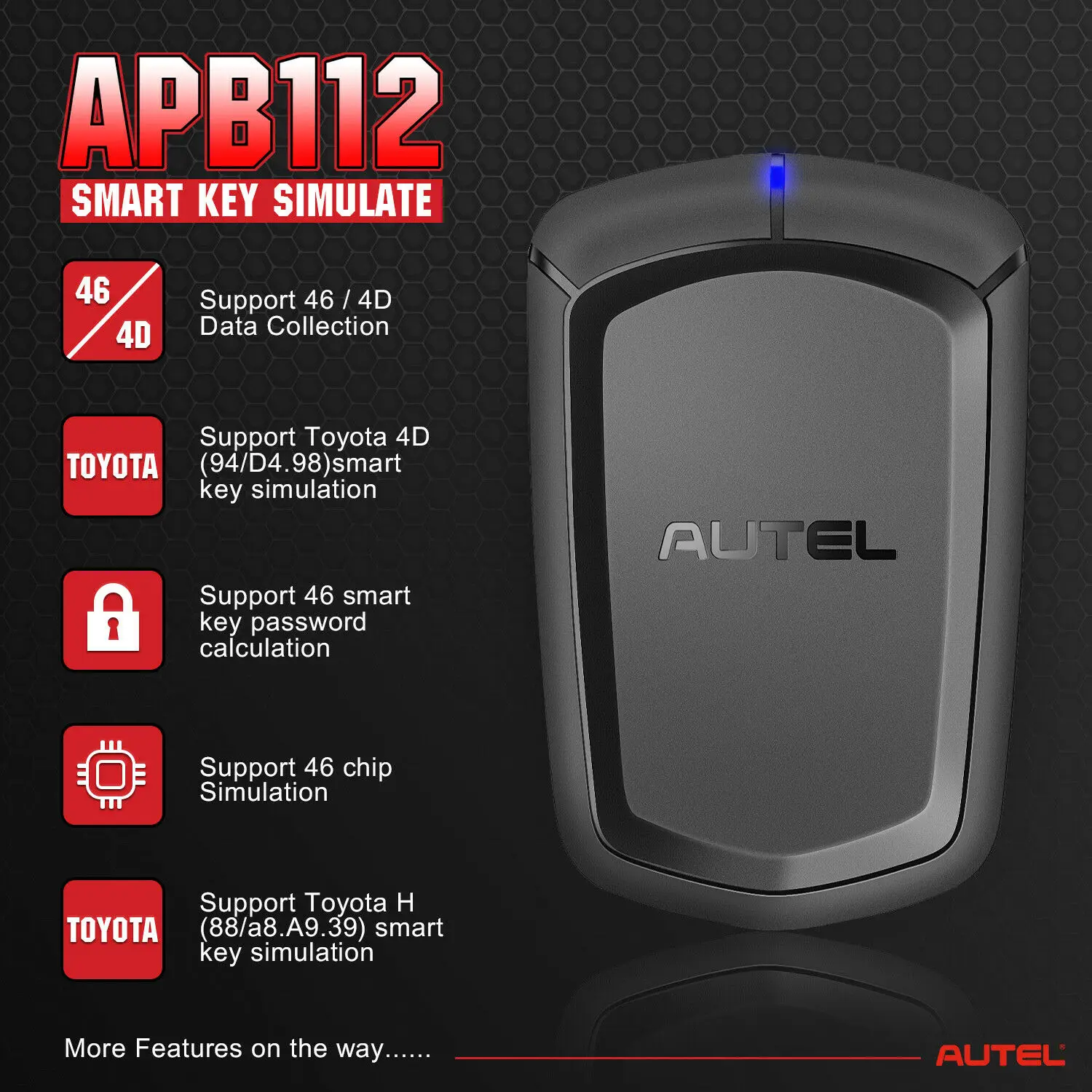 

Смарт-ключ Autel APB112 имитирует эмулятор 46/4D, декодирование автомобильного чипа для IM608 IM508