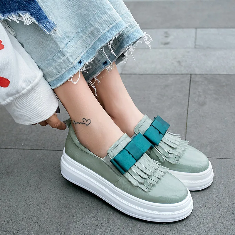 Женская обувь FEDONAS на плоской подошве из коровьей кожи с бантом бабочкой весну и