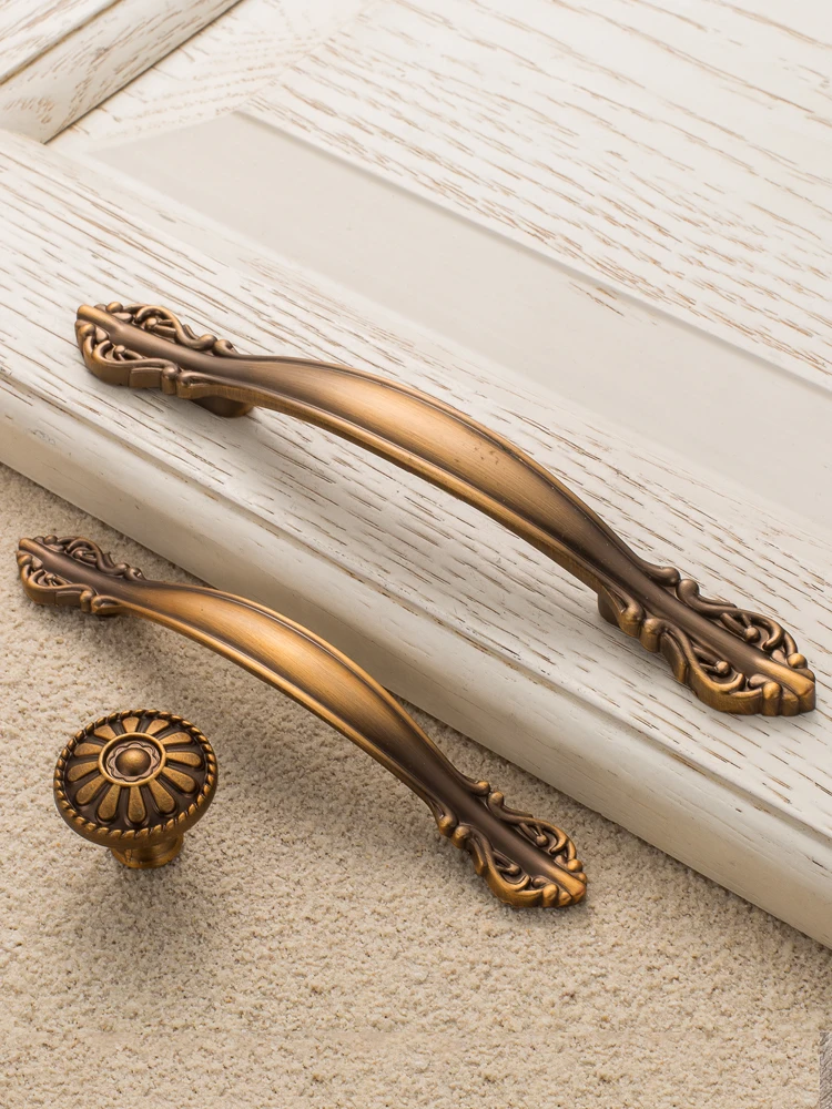 Дверные ручки античная желтая бронзовая мебельная фурнитура ручка в европейском