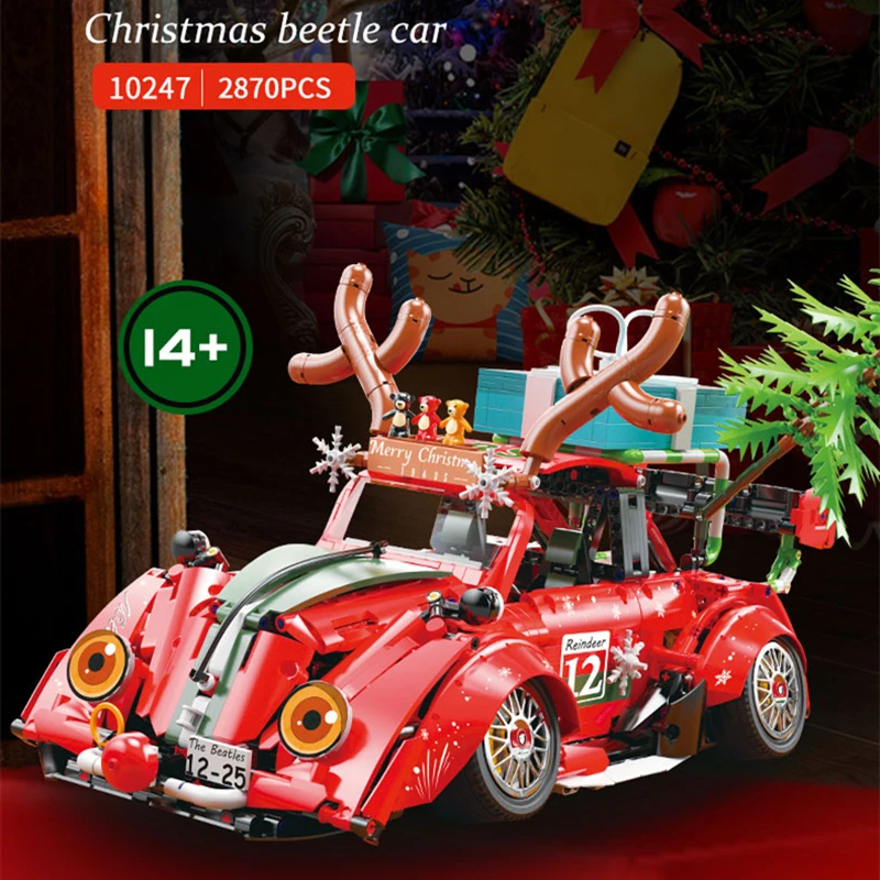 

IN STOCK High-Tech 10247 2870Pcs Christmas Beetle Car Model Building Blocks Brick Kids Toys New Year Gifts 21003 40252 10252