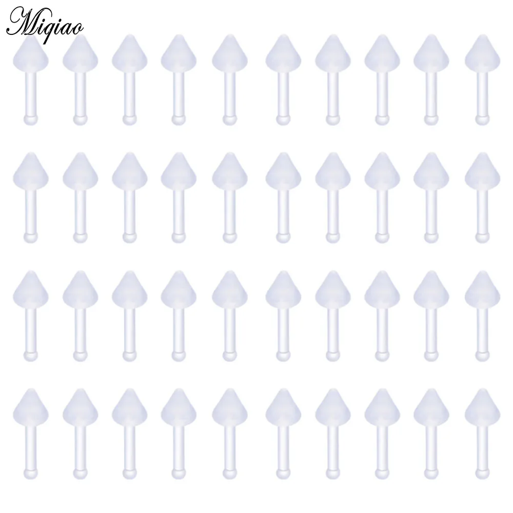 

Miqiao 5pcs-100pcs European and American Alternative Human Body Piercing Jewelry Transparent Acrylic Nose Nails