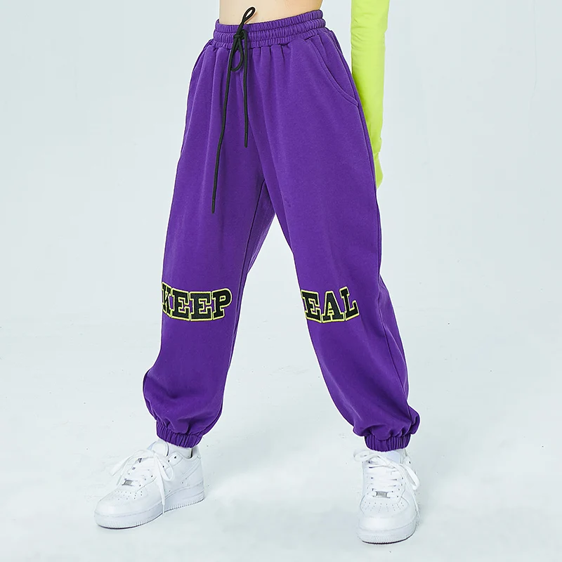 

2021 New Fashion Girls Hip Hop Clothes Long Sleeve Tops Loose Pants Street Dance Wear Kids Jazz Dance Performance Rave Clothes