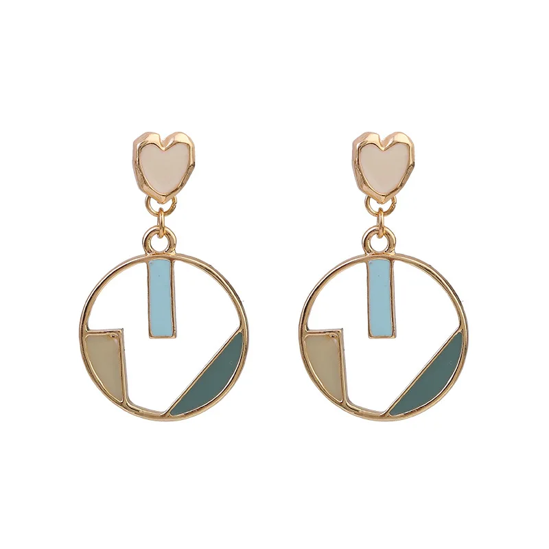 

Hollow Geometric Round Circle Drop Earring For Women Lady's Love Heart Clip On Earing no Piercing Jewelry Enamel Brinco