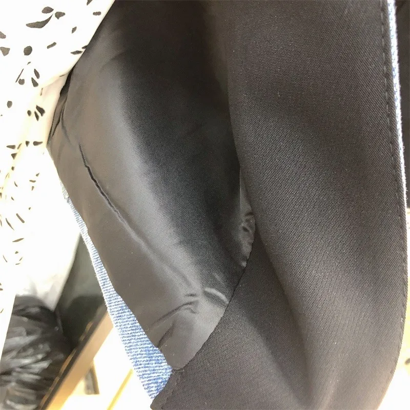 

Women Casual Blazer Jacket Tassels Denim Patchwork Irregular Suit Tops Harajuku Office Ladies Loose Fit Blazers Fashion Outwear