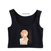 lasting charm asunas quote crop top women printing crazy cool girls summer crew neck tops