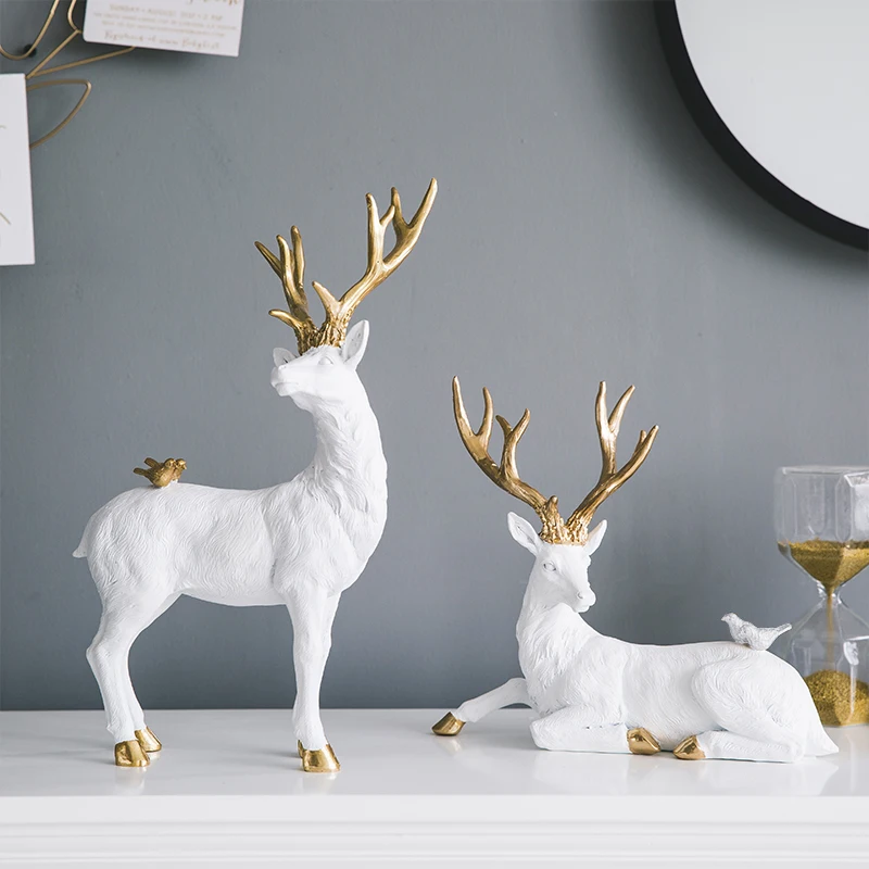 

Art Luxury Ornaments Deer Resin Nordic Animals Cute Living Room Modern Figurines Crafts Decoracion Hogar Home Accessories DA60XB