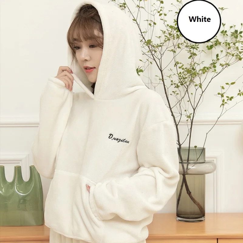 

My-Love 2020 Women Flannel Winter Pajamas Sets Soft Lingerie Top Long Sleeve O-neck Full T-Shirt & Pants Homewear Warm Underwear