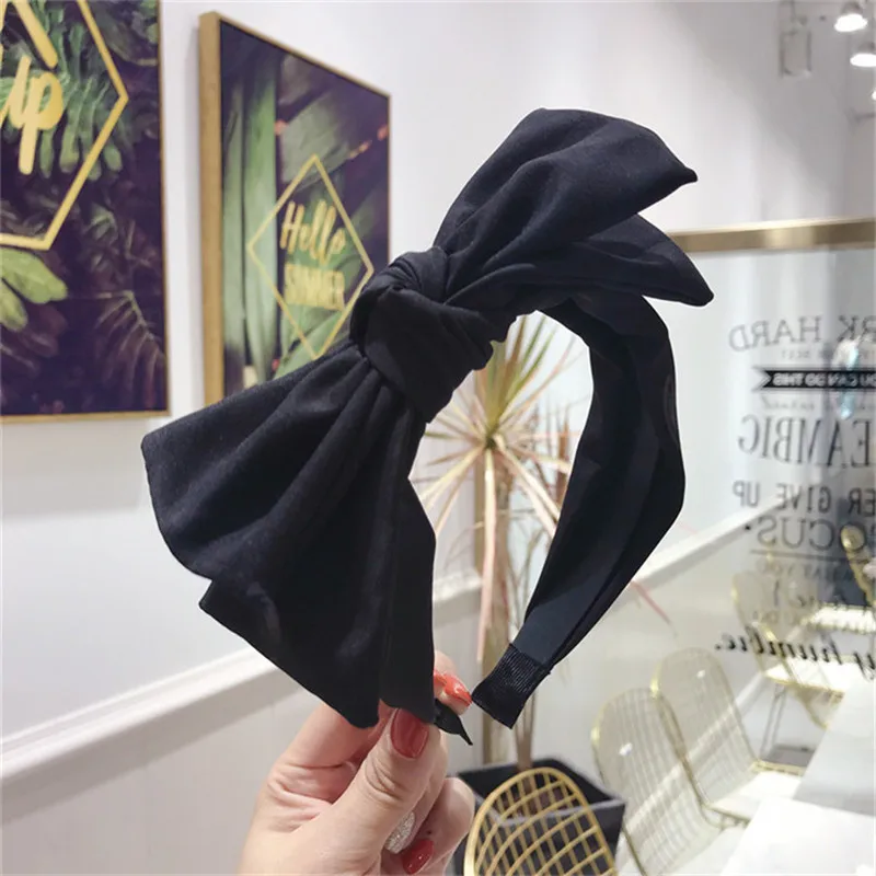 

New Fashion Hairband For Women Solid Cloth Hair Accessories Big Bow Knot Casual Hair Hoop Headband Adult