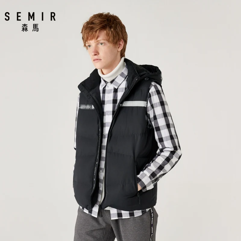 Semir, хлопковый жилет, мужской, Молодежный, хит, цветной, с буквенным принтом, с капюшоном, мужской жилет, теплый, короткий, параграф, тренд, без рукавов, жилет