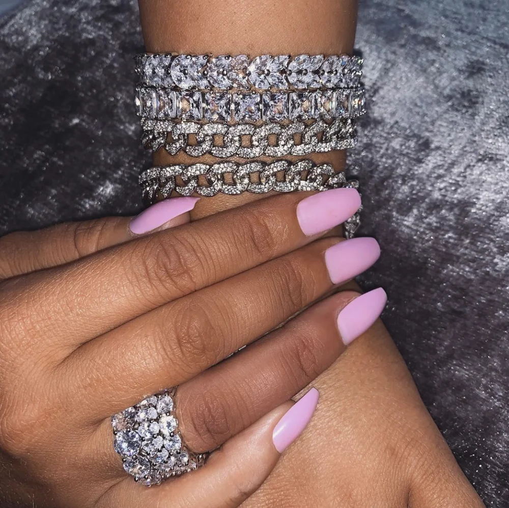 Роскошные 925 пробы серебра вымощенный набор полная Алмазная вечность помолвка