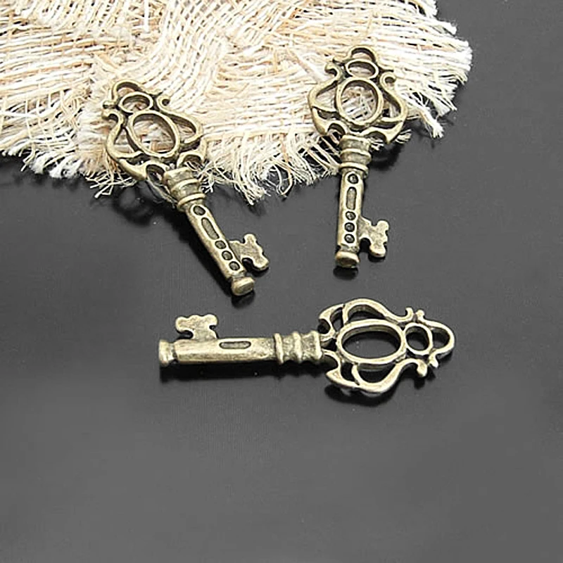 

(21114)20PCS 43x17MM Antique Bronze Zinc Alloy Key Charms Pendants Jewelry Making Supplies Diy Findings Accessories