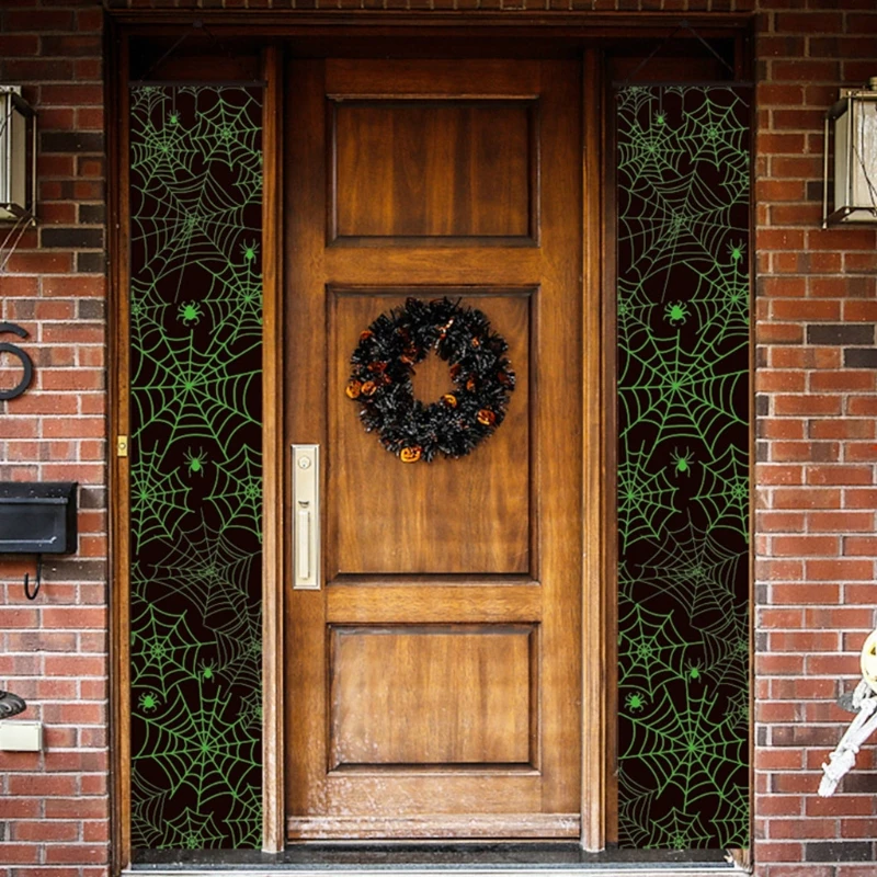 Хэллоуин украшения светящийся паук паутина входная дверь крыльца Знаки Баннер |