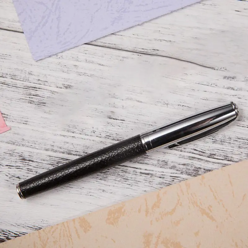 

Business Pen 0.5mm Black Ink Leather Metal Ballpoint Pens Student Gift Office Stationery Supplies
