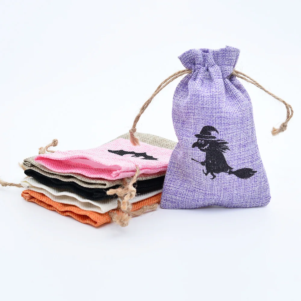 50 шт./лот, сумки на шнурке для Хэллоуина, 10x14 см, экологически чистые хлопковые льняные рождественские мешочки для свадьбы, конфет, подарок от AliExpress RU&CIS NEW