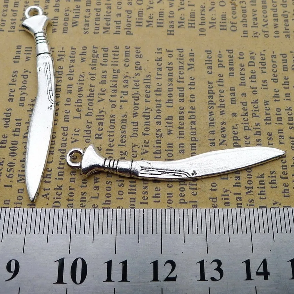 

100pcs Fine Sword Charms 6mm x 53mm DIY Jewelry Making Pendant Antique Silver Color