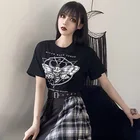 Топ женский с демоном, сатаной, черепом, бабочкой, летняя повседневная свободная уличная одежда в стиле Харадзюку, шикарная футболка с буквенным принтом ольччан