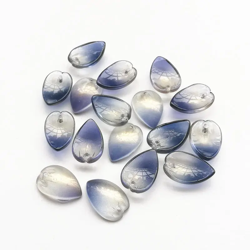 

12 Pieces/lot 11x16mm Multi Gradient Color Czech Glass Beads Peach-shaped Sew On Beads For Jewelry Making DIY Accessories