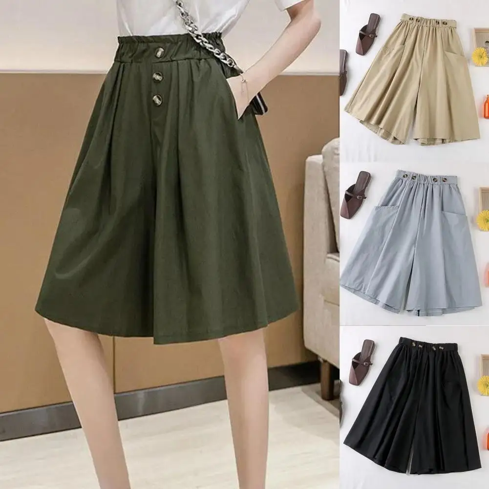 

Women's Summer Shorts 2021 Ladies Casual Shorts Wide Leg A-line Solid Color Minimalist Shorts Summer Clothing Loose Women Shorts