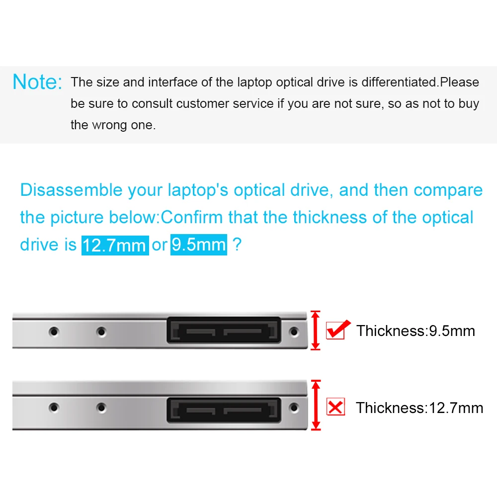 CHIPAL Пластиковый корпус для жесткого диска 2 секундный Caddy 9 5 мм SATA 3 0 &quotSSD ноутбука