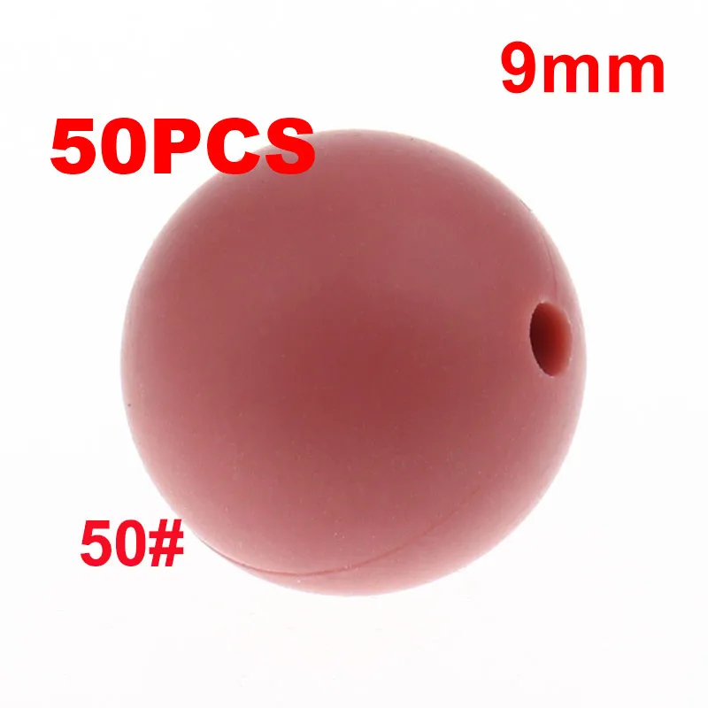 50 Maroon QHBC 50 шт. Силиконовые Круглые Бусины 9 мм Жемчуг Bpa бесплатно жевательные Детские Прорезыватели ожерелье аксессуары цепочка для соски DIY Уход игрушка Kralen - Цвет: 50 Maroon