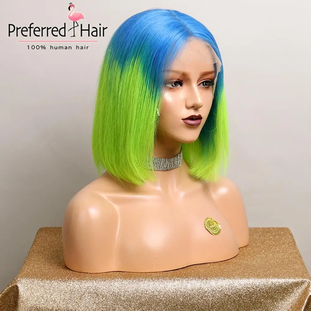Preferred13x4Remy Омбре кружевной передний парик бразильский Боб кружевные передние парики предварительно выщипанные короткие кружевные передние человеческие волосы парики для черных женщин