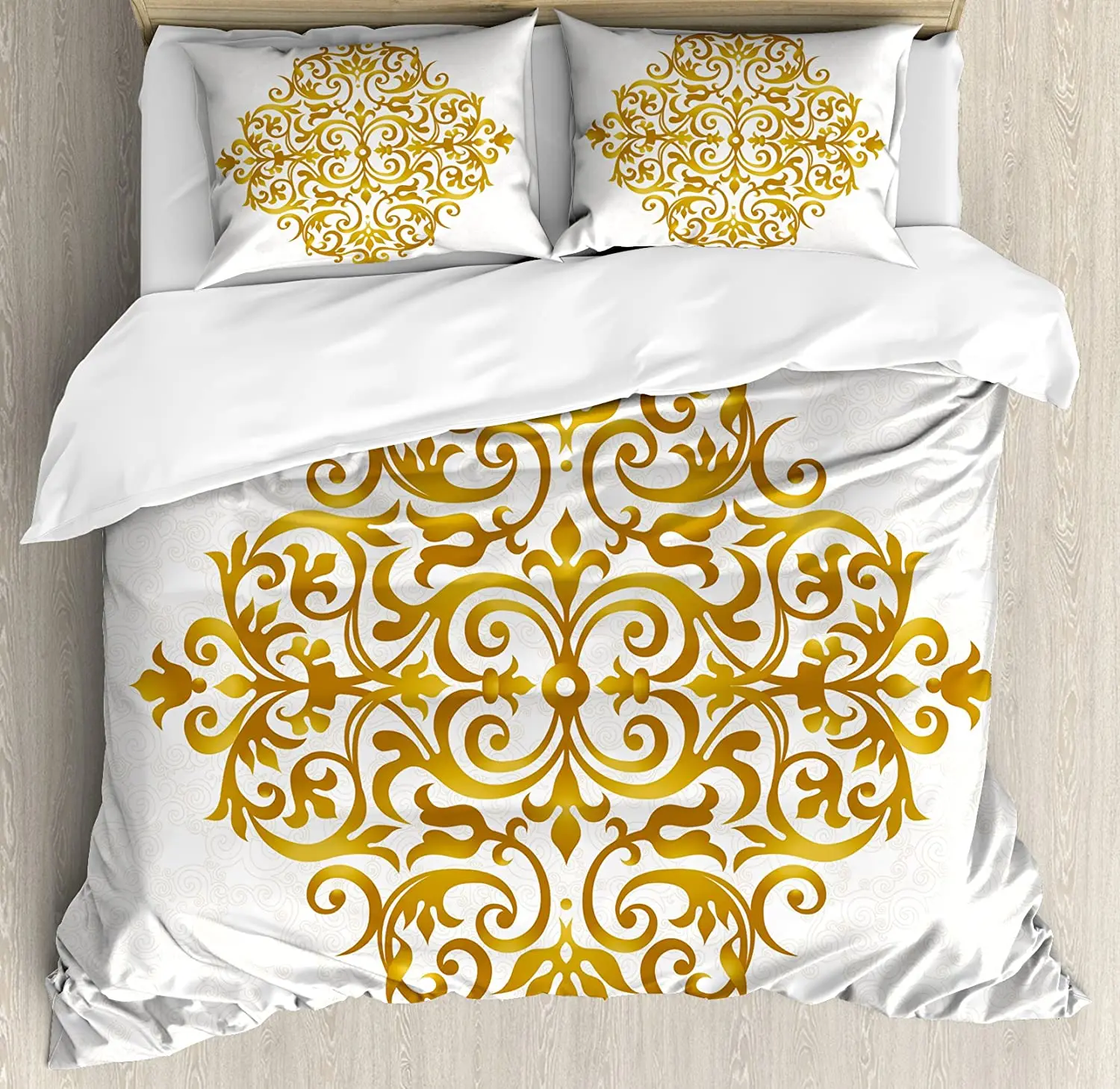 

Mandala Duvet Cover Set Victorian Style Traditional Filigree Inspired Royal Oriental Classic Print Bedding Set for Home