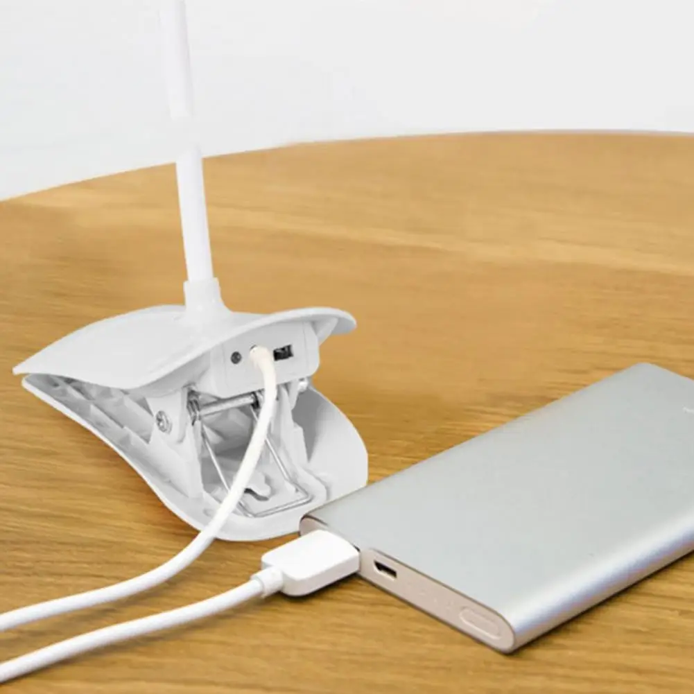 

USB Led Rechargeable Mini Clip-On Desk Lamp Light Flexible Nightlight Reading Lamp For Travel Bedroom Book Portable Clip Light