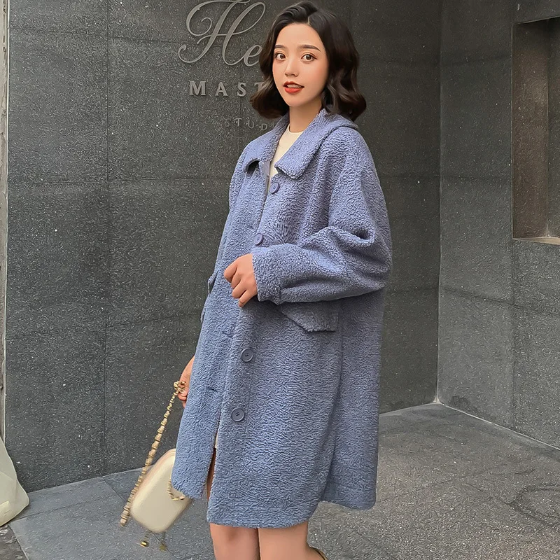 Новый 2019 Зима женская Пальто из Искусственного Ягненка Шерсть Длинные Корейские
