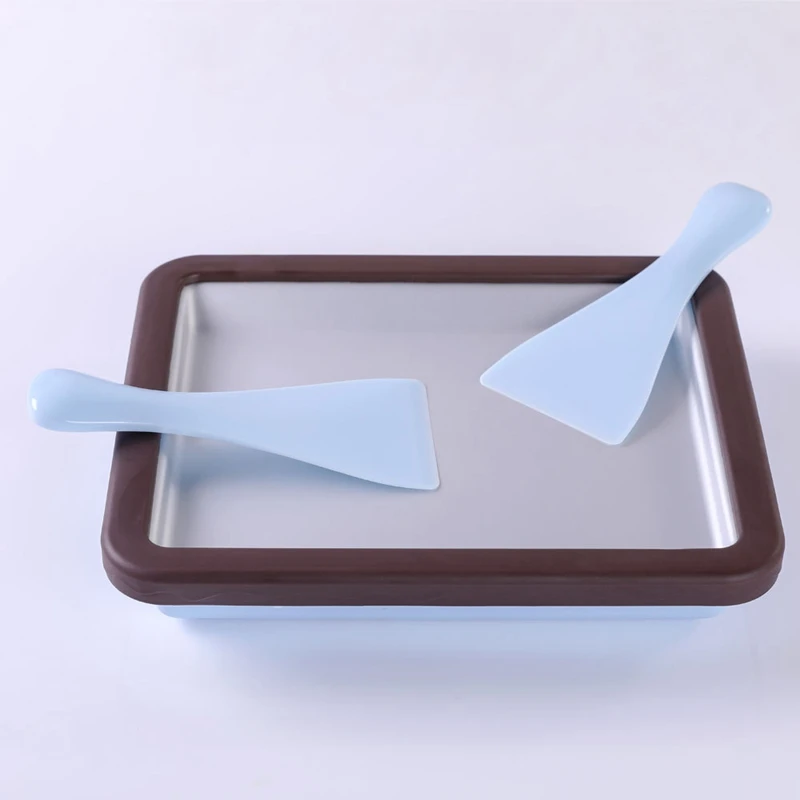 Сковорода для приготовления мороженого прямоугольная сковорода с 2 лопатками