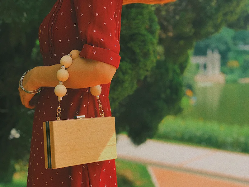 Женская сумка-ведро с деревянной цепочкой Роскошная вечерняя сумочка вечерние