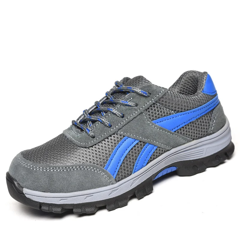Мужская Рабочая обувь со стальным носком; защитная обувь из коровьей замши; защитные ботинки; большие размеры 36-45; MB77 - Цвет: B