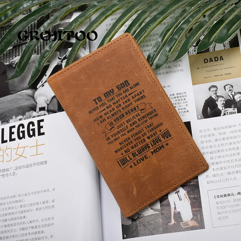 GROJITOO RFID crazy horse leather men's wallet ultrathin long purse fashion personality youth multifunctional Wallet for gift | Багаж и