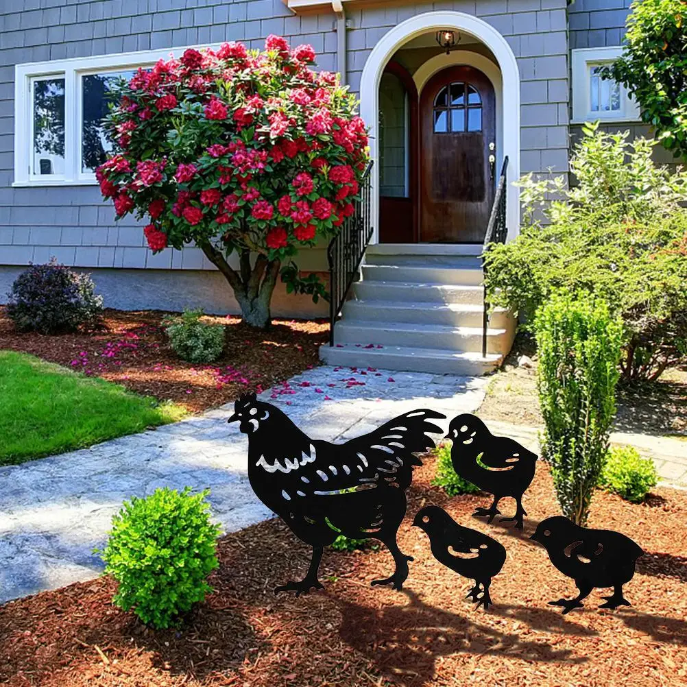 4 шт. декор для куриного двора стопки газона садовые украшения акриловые черные