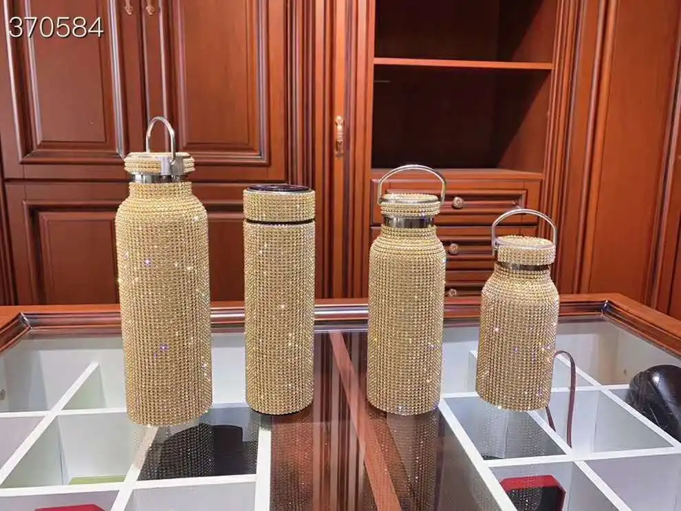 Алмазный вакуумный термос из нержавеющей стали с блестящей большой