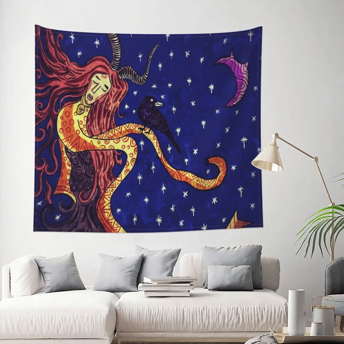

Sabbatic Priestess Tapestry Witchcraft Tarot Magic Decoration Wall Room Home Decor Hanging Bedroom Kawaii Cartom Style