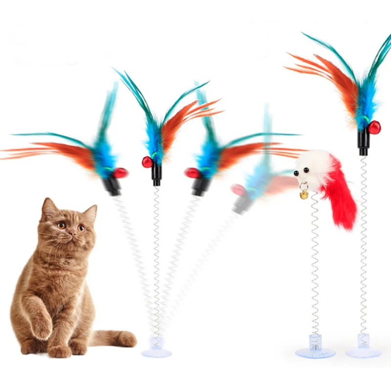 

Funny Cat Toys Elastic Feather False Mouse Bottom Sucker Toys for Cat Kitten Playing Pet Seat Scratch Toy Pet Cat Supplies New