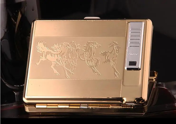 20 сигарет перезаряжаемая usb зарядка дуговая зажигалка с чехол для сигарет Защита окружающей среды дымовая зажигалка - Цвет: 4