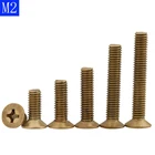 M2-0,4 (2 мм) твердая латунь Phillips плоская головка машина Винт DIN 965 болты ISO 7046 болты Тип H углубление