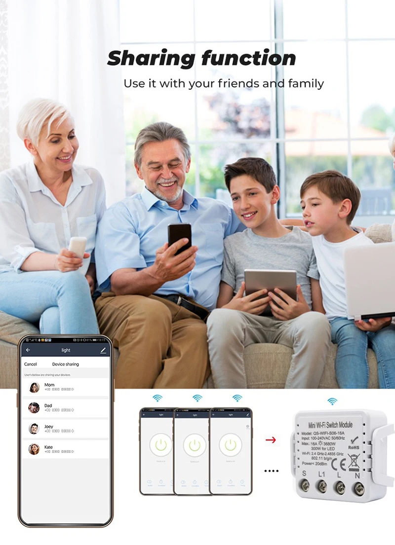 Переключатель Mini Tuya Wi-Fi с поддержкой А двухсторонний Модуль Автоматизации для