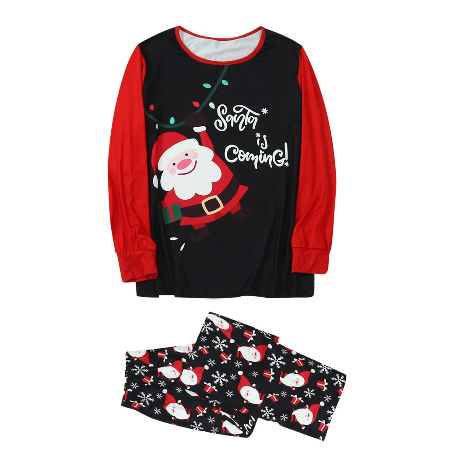 

Рождественский костюм для мамы, семейная одежда с принтом Санты, комплект из топа с длинным рукавом и брюк