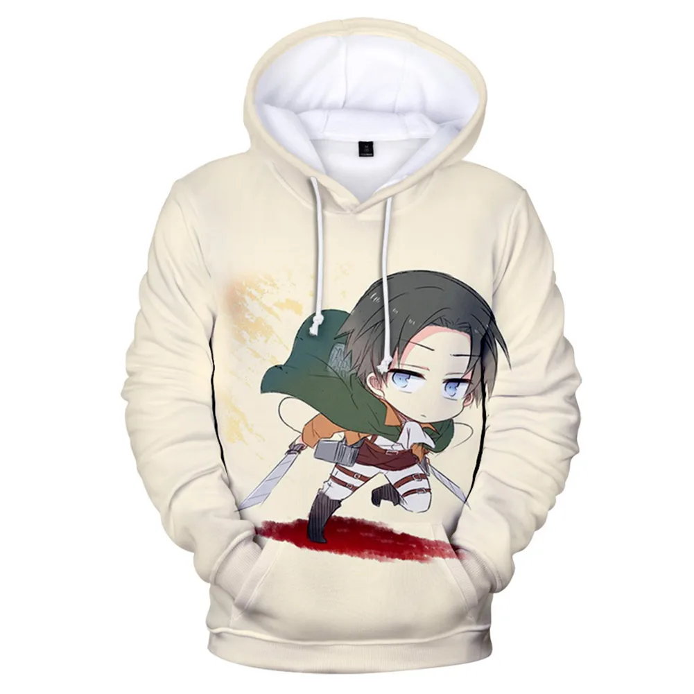 

Attack on Titan Levi Hoodies Q Version Print Shingeki No Kyojin Coat Men Women Long Sleeve Harajuku Sweatshirts