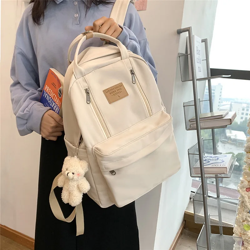 

New Multifunction Double Zipper Women Backpack Teenager Girls Laptop Backpack Student Shoulder Handle Bag Korean Style Schoolbag