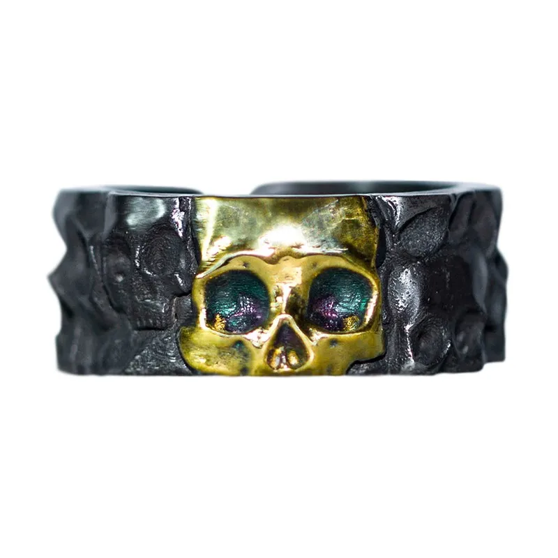 Оригинальный дизайн 925 серебряное кольцо индивидуальное Открытое с черепом 24K