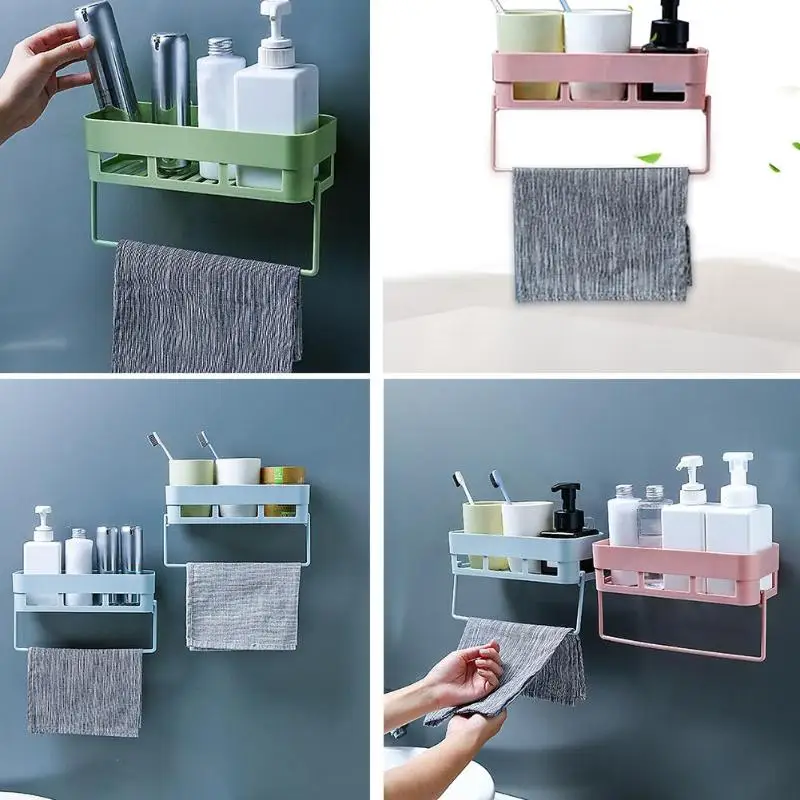 Новый Ванная комната настенная полка вешалка Пластик органайзер для душа без