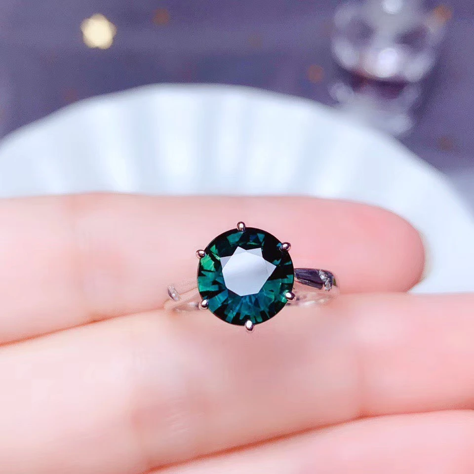 Роскошное океанское голубое сапфировое кольцо из драгоценных камней 18 К Золотое