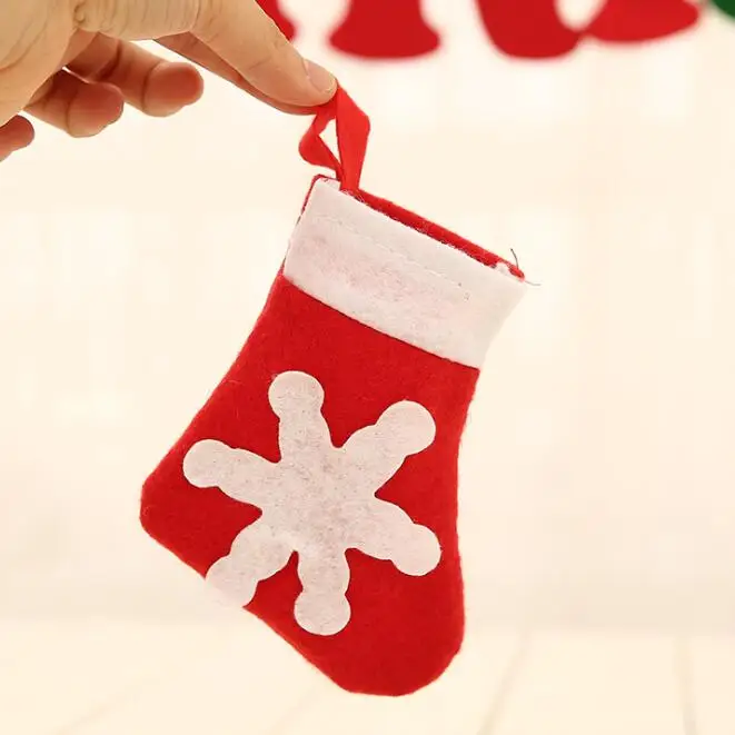 mini sock knife and fork cover Christmas tree decorations Christmas stockings small gift bag 10*14cm