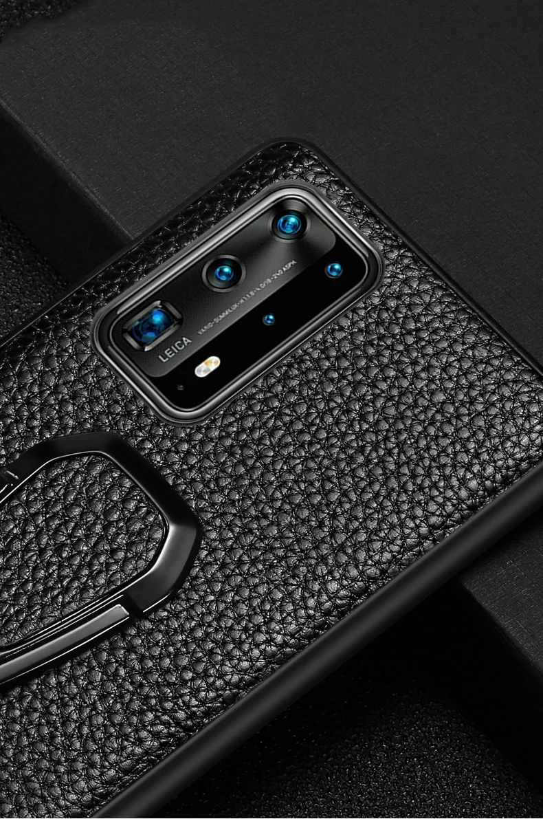 

Car Magnetic Ring Phone Case for Huawei P40 Pro Leather Business Style Cover for P30 Pro Mate 30 Pro Leather Case with Bracket
