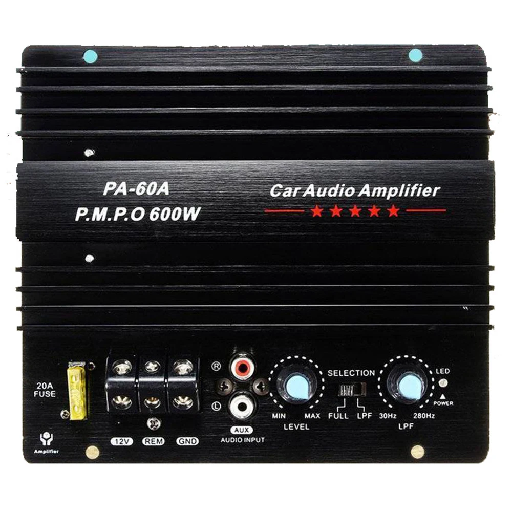 PA-60A 105dBA SNR 600 Вт 12 в 10 а усилитель звука для автомобиля доска высокомощный домашний сабвуфер супер бас черный Высокое качество
