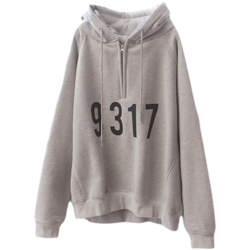 

Sweater Spring Autumn New Hoodies Women'S Trend Number Printing Vintage Oversized Harajuku Long Sleeve Causal Loose Hoodie Y2k